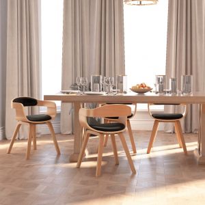 VidaXL Chaises de salle &agrave; manger Similicuir et bois courb&eacute; 4 pcs Noir