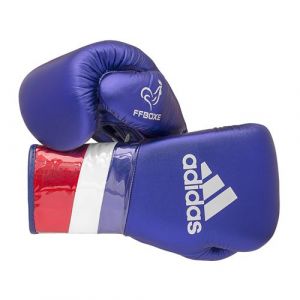 Adidas Adi-Speed 500 Pro Gants de Boxe, Kickboxing et Sparring Fermeture à Lacets Traditionnelle Look Métallique 14 oz Bleu Métallique Rouge/Argent Homme Femme