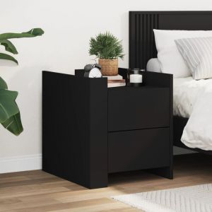 VidaXL Table de chevet noir 45x50x50 cm bois d’ingénierie, meuble de chevet, table d'appoint, armoire de lit, armoire de chevet, table de nuit