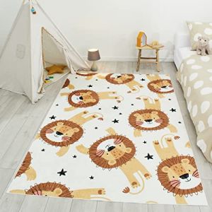 Nazar Tapis enfant motif lion Beige 80x150