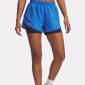 Under Armour Fly By 2in1 Short De Running Femmes - Bleu, Bleu Foncé, Taille S