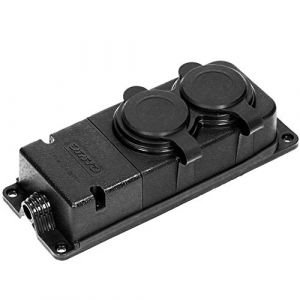 Orno Multiprise Electrique Ext&eacute;rieur &eacute;tanche 2 Prises (Mise &agrave; la Terre de Type Prise Allemande) R&eacute;sistant aux Chocs, Ininflammable