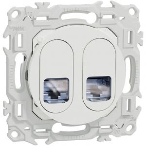 Schneider Electric Prise double RJ45 Cat6A STP blanche compatible grade 3 Odace (S920487)