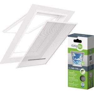 Easy life Moustiquaire sans perçage auto-agrippante - Pour fenêtre de toit 140 x 170 cm zippée - Filet de protection anti-insecte, pollen recoupable - Maille