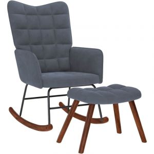 VidaXL Chaise à bascule avec repose-pied gris foncé velours