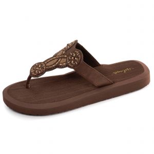 Isotoner Tongs Femme YOGA sophistiquée Marron