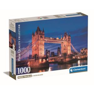 Clementoni Compact puzzle 1000 pièces - bridge at the night