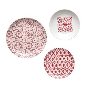 Guzzini LE MAIOLICHE Set 6 Places, assiettes, assiettes creuses, assiettes fruits/desserts - rouge vif - 10290931