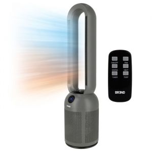 BREND BR-2243 Chauffage par ventilateur sans pales - 2200 Watts - sans pales - affichage LED - minuterie - oscillation - sans danger pour les enfants et les animaux - gris fonc&eacute;