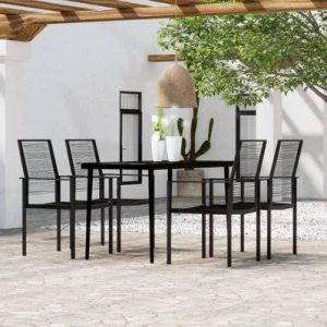 VidaXL Ensemble de salle à manger de jardin en rotin PVC creux et acier 5 pièces coloris noir Vida XL