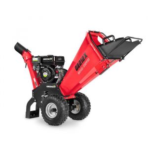 Greencut Broyeur biologique &agrave; essence 212cc 5kw, diam&egrave;tre de coupe 100mm, grande tr&eacute;mie, roues et poign&eacute;e de transport GE212X