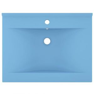 VidaXL Lavabo avec trou de robinet Bleu clair mat 60x46 cm Céramique
