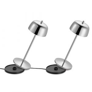 Theta 2x Lampe de Table LED Sans Fil Rechargeable - Lampe Dimmer - Abat Jour Lampe de Chevet pour Chambre, 2700 - 4000K, 9-24h. LVL (Argent)