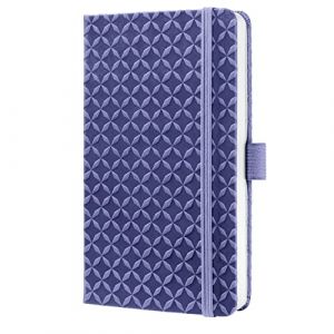 Sigel JN130 Carnet de notes ligné A6 avec couverture rigide, bande élastique, passant pour stylo, pochette de rangement, en papier durable Violet