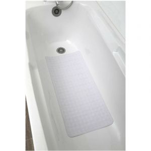 Tendance Tapis Fond de baignoire en caoutchouc naturel 74 x 34 cm Blanc - Blanc