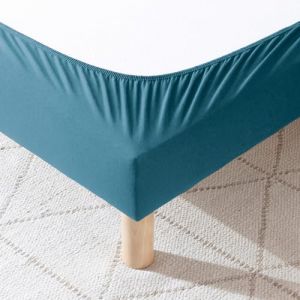 Terre de Nuit Cache-sommier coton jersey bleu océan 120x200 - Bleu