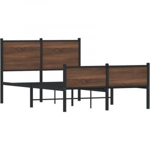 VidaXL Cadre de Lit M&eacute;tal avec T&ecirc;te de Lit et Pied de Lit, Lit Double avec Sommier, Lit Adulte, Mueble de Chambre &agrave; Coucher, 120x190 cm