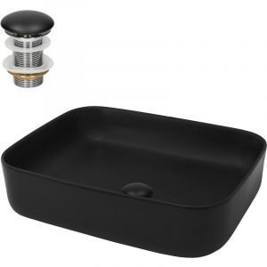 ML-Design Lavabo en Céramique Noir Mat, 51x40,5x13,5 cm, Vasque à Poser Carré, Moderne,