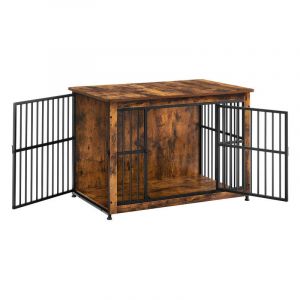 Feandrea - Meuble Cage Pour Chien, Table d'Appoint, Niche Moderne pour Chiens jusqu'&agrave; 32 kg, Cage Solide pour Chien avec Fond Plein, Maison de Chien
