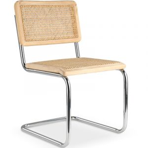 Privatefloor Chaise de Salle &agrave; Manger - Design Vintage - Bois et Rotin - Nouvelle &Eacute;dition - Bruna Naturel