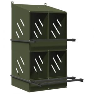 VidaXL Nichoir à poules avec 4 compartiments vert olive métal
