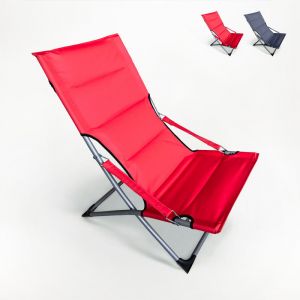 Transat chaise de plage pour jardin pliant mer plage Canapone | Rouge