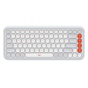 Logitech Pop Icon Keys Clavier Bluetooth sans Fil, Frappe Confortable, Touches programmables, Easy-Switch Entre 3 dispositifs Maximum, pour Ordinateur Portable, Tablette, PC - Blanc, QWERTY
