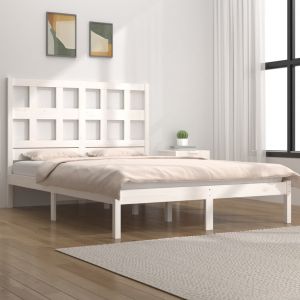 VidaXL Cadre de lit Blanc Bois de pin massif 180x200cm Super King Size