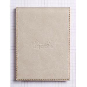 Rhodia 128205C - Porte-bloc rama beige format 9,5 x 13 cm  en simili cuir, avec porte-crayon + bloc N°12 ligné