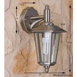 Hofstein Applique murale Moskau DOWN Acier inoxydable, Transparent, 1 lumière - Classique/Rustique - Extérieur - Wandleuchte