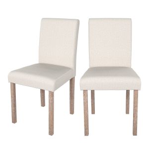 Image de Rendez Vous Déco Chaise en tissu beige et pieds en bois de chêne (lot de 2)