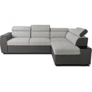 Image de Canapé d'angle convertible réversible - 4/5 places - KELIO - Tissu Anthracite/Gris - 3 tétieres - 245 x 184 x 77/87 cm