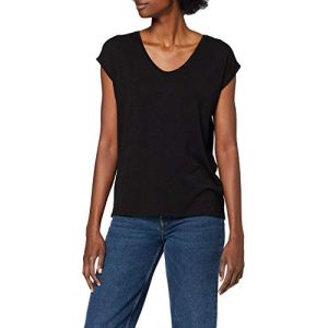 Pieces PCBILLO TEE_LUREX STRIPES, T-Shirt Femme, Noir (Black), 40 (Taille fabricant: Large)