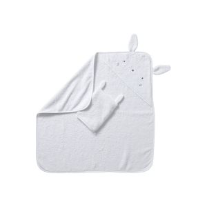 Vertbaudet Cape de Bain + Gant Coton Bio Blanc 100X100