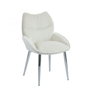 Homy France - Lot de 2 Chaises loha pied Métal Chrome Beige