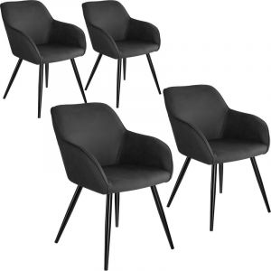 Image de TecTake 4 Chaises Marilyn tissu - anthracite-noir