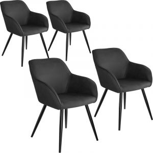 Image de TecTake 4 Chaises Marilyn tissu - anthracite-noir