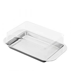 Weiss 14254 Beurrier pour Porte de Réfrigérateur Acier Inoxydable/Acrylique Argent/Transparent 9,5 x 15 x 4,5 cm