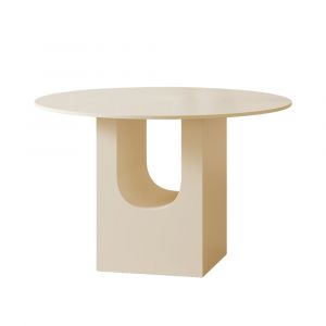 TAYZA - Table &agrave; manger ronde en marbre ding&eacute;nierie beige