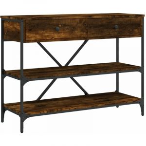 VidaXL Table console avec tiroirs et étagères chêne fumé