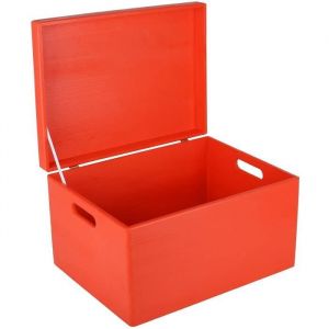 Creative Deco Boite Rangement en Bois Rouge 40 x 30 x 24 cm (+/- 1 cm) Coffre BRUT