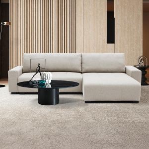 Cotecosy Canapé d'angle convertible élégant Malone Tissu Beige
