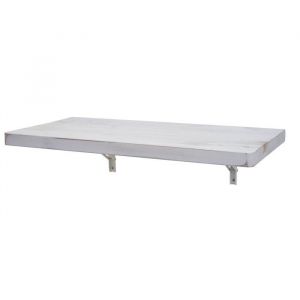 Décoshop26 Table murale de cuisine tablette pliante en bois solide pliable 100x50cm blanc vieilli