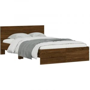 VidaXL Cadre de Lit avec T&ecirc;te de Lit, Lit Double avec Sommier &agrave; Lattes, Lit Adulte, Meuble de Chambre &agrave; Coucher, Moderne, Ch&ecirc;ne Marron 120x190 cm