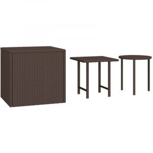 VidaXL Tables d'appoint de jardin 3 pcs marron résine tressée