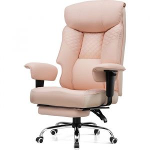 Chaise Gaming Grandes Tailles 180kg, Bureau Ergonomique, Si&egrave;ge 3D, R&eacute;glable avec Repose-Pieds, Cuir PU Confort, Rose