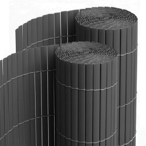 Visiodirect Lot de 2 Canisses Brise vue en PVC tube Plat,Cl&ocirc;ture protection pour jardin terasse balcon coloris Gris - Hauteur 100 x Longueur 500 cm 1700g/m2