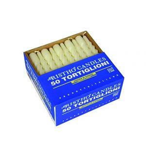 Cereria de Giorgio risth&ograve; Bougies pour Fil torsad&eacute; Bougeoir, Cire, Ivoire, 2.2 x 21 cm, 50 unit&eacute;s