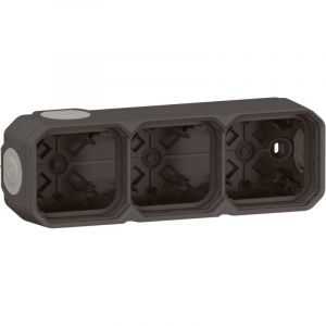 Legrand Boitier étanche Plexo 3 postes pour montage apparent horizontal ou vertical équipé de 5 embouts souples anthracite