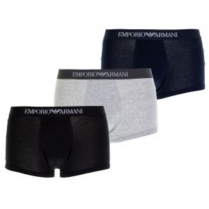 Image de Emporio Armani 111610CC722 Caleçon, Multicolore (Marine/GRG Mel/Nero), Medium (Lot de 3) Homme